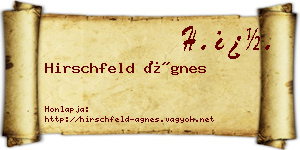 Hirschfeld Ágnes névjegykártya